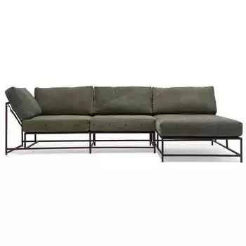 Угловой диван Olive Military Fabric Sectional sofa