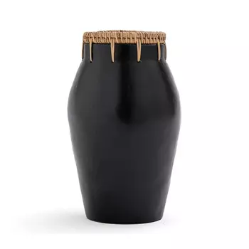 Ваза Ceramic Vase & Rattan D15