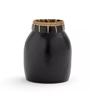 Ваза Ceramic Vase & Rattan D17