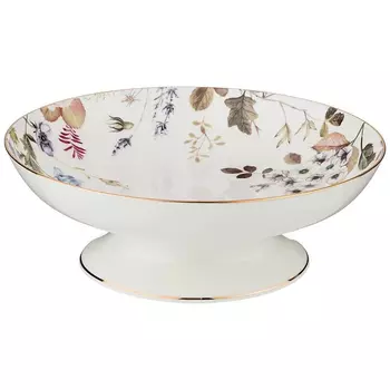 Ваза фарфоровая белая на ножке с рисунком цветов Garden Whisper Porcelain Set