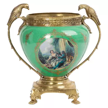 Ваза фарфоровая с орнаментом зеленая Hawk