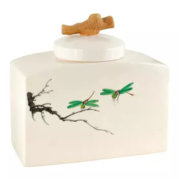 Ваза низкая с крышкой керамическая стрекоза Ornament