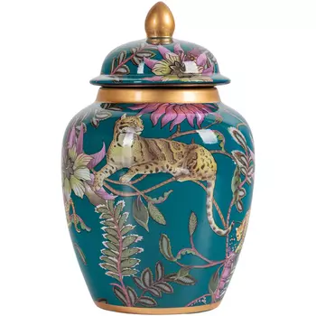 Ваза с крышкой Leopard Flowers Vase Emerald
