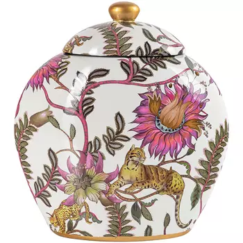 Ваза с крышкой Leopard Flowers Vase White
