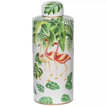 Ваза с крышкой Three Flamingos Green White Vase