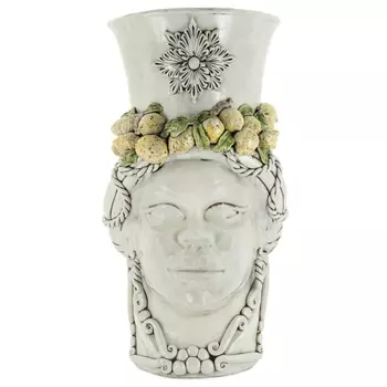 Ваза Vase Head Lady Giant Crakle Lemon