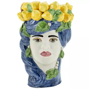 Ваза Vase Lemon Head Lady Blue