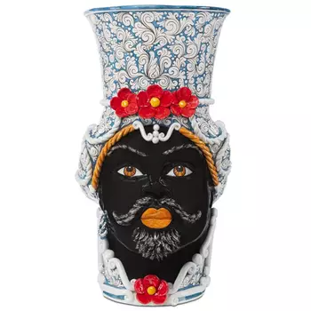 Ваза Vase Moro Man Giant Flower Blue and Red