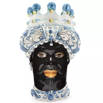 Ваза VASE MORO MAN ORNATE H41 blue