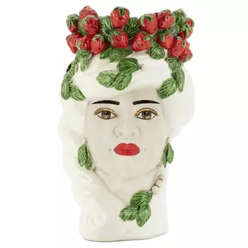 Ваза Vase Strawberries Head Lady White