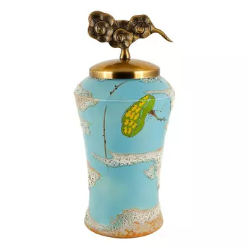 Ваза высокая голубая с орнаментом Nara