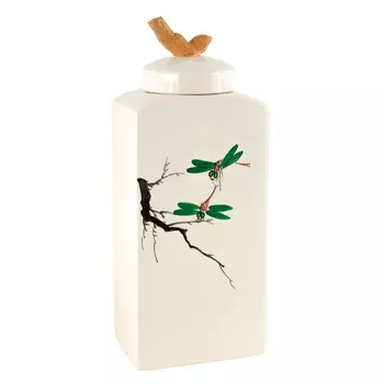 Ваза высокая с крышкой керамическая стрекоза Ornament