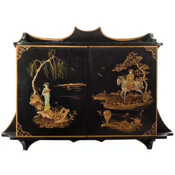 Винтажная полка в Китайском стиле c ручной росписью Chinese Shelf Black