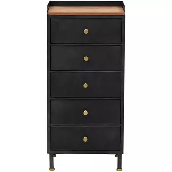 Высокий комод с 5-ю ящиками Cesar Black Chest of Drawers