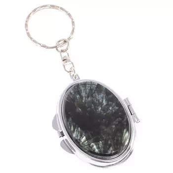 Зеркало брелок карманное двухстороннее из натурального камня Серафинит Stone Mirrors