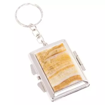 Зеркало брелок складное двухстороннее из натурального камня Оникс Silver Stone Mirrors