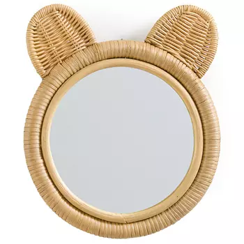 Зеркало из ротанга в форме головы медведя Wicrer Furniture