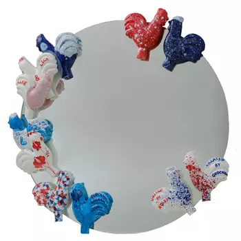 Зеркало круглое с декором в виде петушков Cockerel