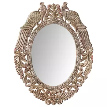 Зеркало в резной раме Viaan Grey Mango Carved Mirror