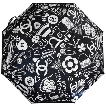 Зонт раскладной CHANEL дизайн 009 Черный цвет