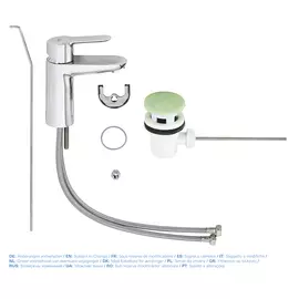 Смеситель для раковины GROHE BauEdge с донным клапаном, хром