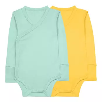 Комплект боди с запахом с длинным рукавом (1-2м Желтый/Мятный) LOLOCLO