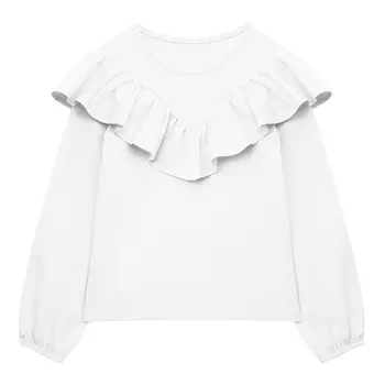 Лонгслив с рюшем (4-5 Белый) LOLOCLO