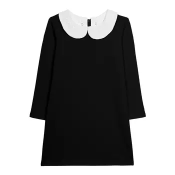 Платье с воротничком из шитья (10-11 Черный) LOLOCLO