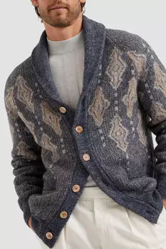 Кардиган Brunello Cucinelli Модель Geometric Jacquard