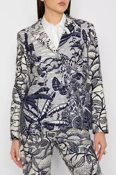 Пиджак Dior С Принтом Toile De Jouy Белый/Синий