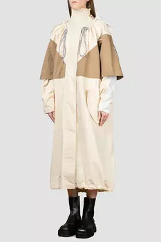 Плащ Moncler С Отлётной Кокеткой Бежевый