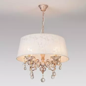 10008/4 Подвесная люстра Eurosvet белый с золотом/тонированный хрусталь