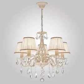 Подвесная люстра Eurosvet 10054/5 белый с золотом/прозрачный хрусталь Strotskis