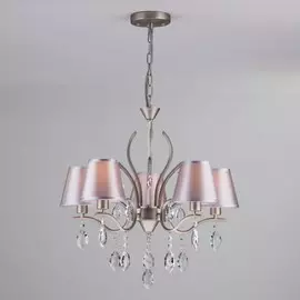 10089/5 сатин-никель/прозрачный хрусталь Strotskis Подвесная люстра ЕВРОСВЕТ Aurelia