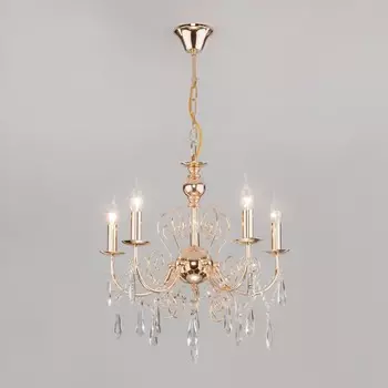 10094/5 золото/прозрачный хрусталь Strotskis Подвесная люстра с хрусталем Eurosvet Wispa