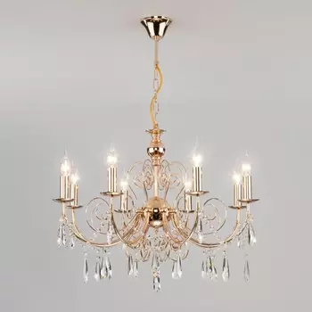 10094/8 золото/прозрачный хрусталь Strotskis Подвесная люстра с хрусталем Eurosvet Wispa
