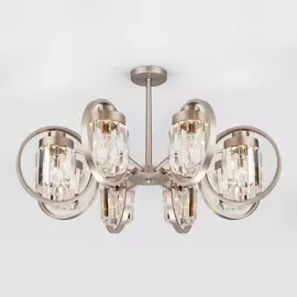 10095/8 сатин-никель/прозрачный хрусталь Strotskis Потолочная люстра с хрусталем Eurosvet Loraine