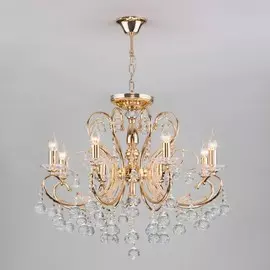 10096/8 золото/прозрачный хрусталь Strotskis Люстра с двойным креплением Eurosvet Collana