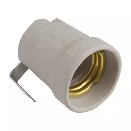 11023 Патрон керамический с держателем E27 Uniel ULH-E27P-Ceramic