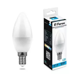 Лампа светодиодная Feron LB-570 Свеча E14 9W 6400K 25800