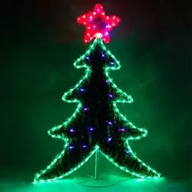 26950 Световая фигура 230V внутри - хвоя с гирляндой 20LED стробы (красный+синий), шнур 1,5м IP44 Feron LT061