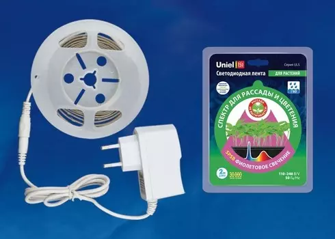 2м. Комплект светодиодной ленты для растений 2835, 7,5W, 42LED/м, IP65 Uniel - ULS-P76-2835-42LED/m-IP65-2M-SPSB RRP18C00 (UL-00004101)