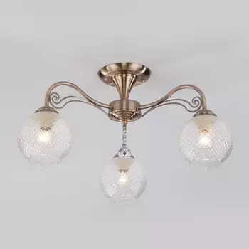 30139/3 античная бронза Потолочная люстра со стеклянными плафонами ЕВРОСВЕТ