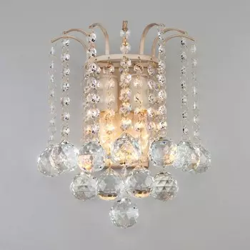 3299/2 Бра с хрусталем Eurosvet 3299 белый с золотом/прозрачный хрусталь Strotskis