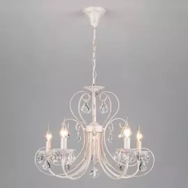 Подвесная люстра Eurosvet 3305/5 белый с золотом/прозрачный хрусталь Strotskis