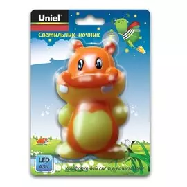 3430 Светильник-ночник Uniel DTL-301-Бегемотик-Yellow-3LED-0.5W