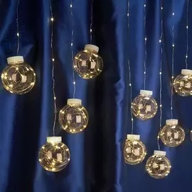 3*0,8м. Светодиодная гирлянда бахрома с шариками 200LED, 2700К (теплый) IP20 Feron CL592 41641