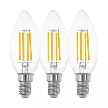 3шт. Филаментная светодиодная лампа E14 4W 2700K (теплый) C35 Eglo 12811