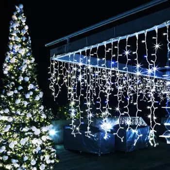 4*0,6м. Уличная гирлянда бахрома холодный свет Ardecoled ARD-Edge-PRO-4000x600-White-128LED-Milk-Flash White (34130)