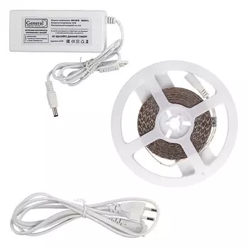 5м. Комплект светодиодной ленты холодного цвета 6500K 2835, 9,6W, 12V, 120LED/m, IP20 General GLS-2835-120-9.6-12-IP20-PRO-6-5-KIT (501422)